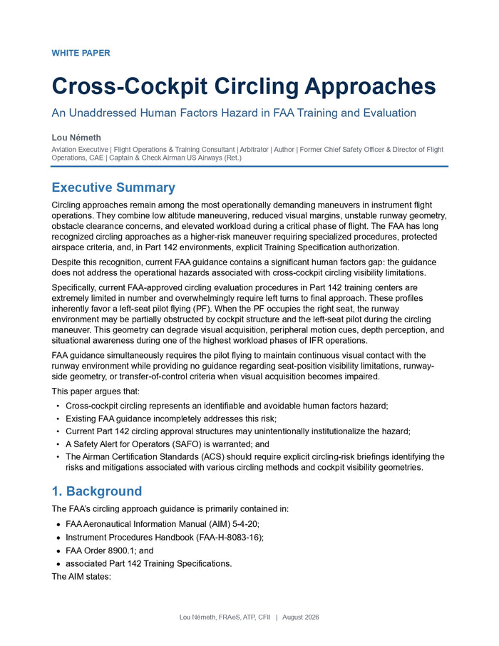 Cross-Cockpit Circling Approaches